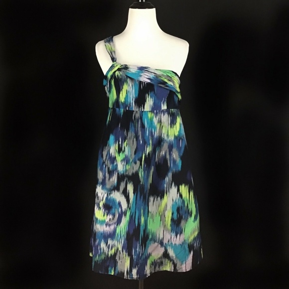 🦋LOFT One Shoulder Cotton Silk Blend Dress 6P - Picture 2 of 8